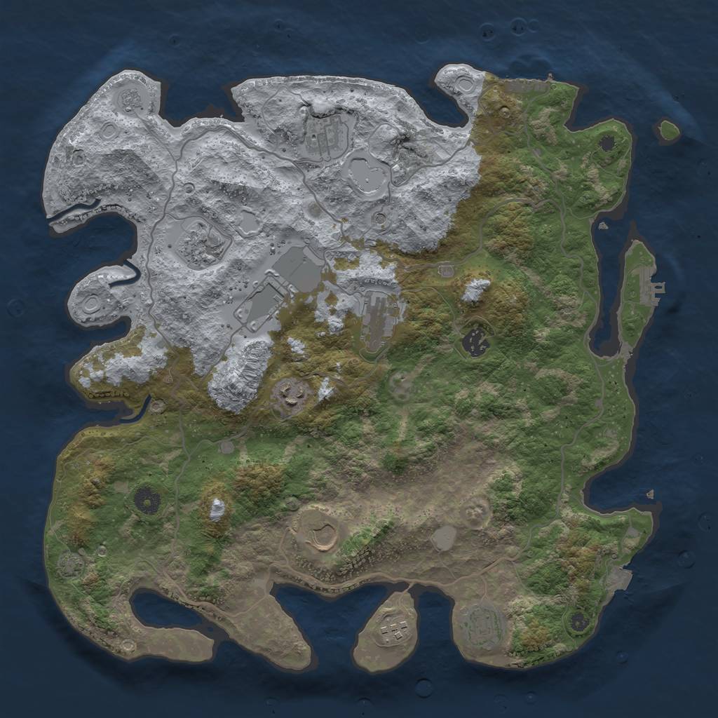 Rust Map: Procedural Map, Size: 4000, Seed: 1157025838, 17 Monuments