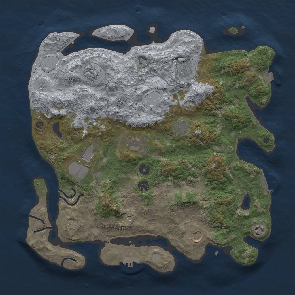 Rust Map: Procedural Map, Size: 4000, Seed: 484847125, 17 Monuments