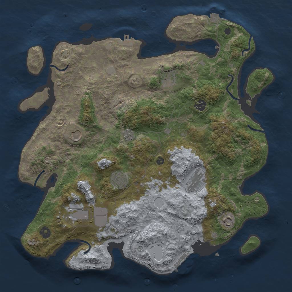 Rust Map: Procedural Map, Size: 3850, Seed: 3328526, 16 Monuments