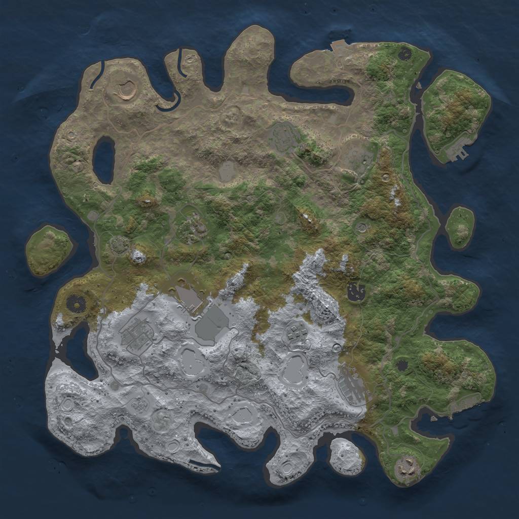Rust Map: Procedural Map, Size: 4000, Seed: 1024934553, 18 Monuments