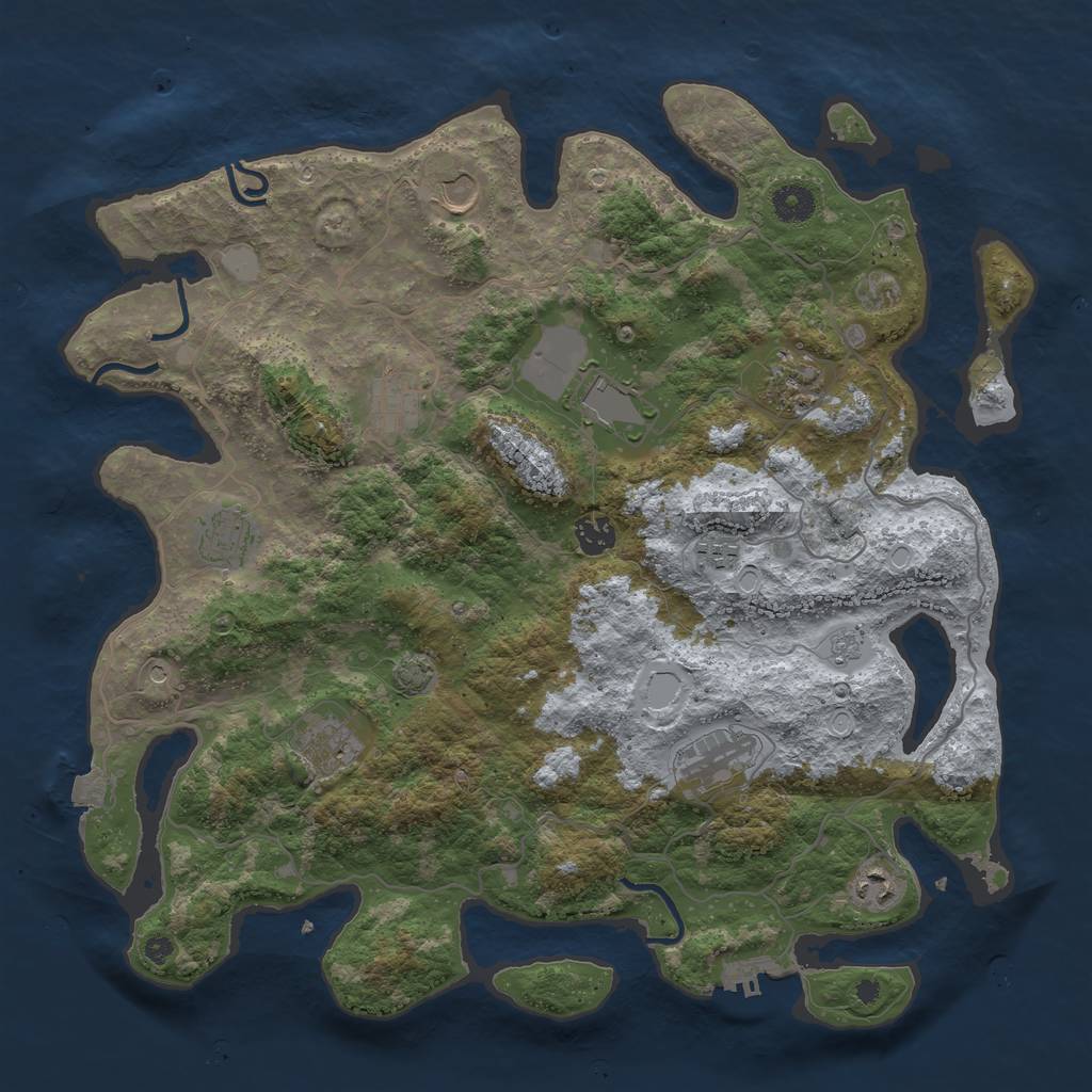 Rust Map: Procedural Map, Size: 4050, Seed: 361588264, 17 Monuments