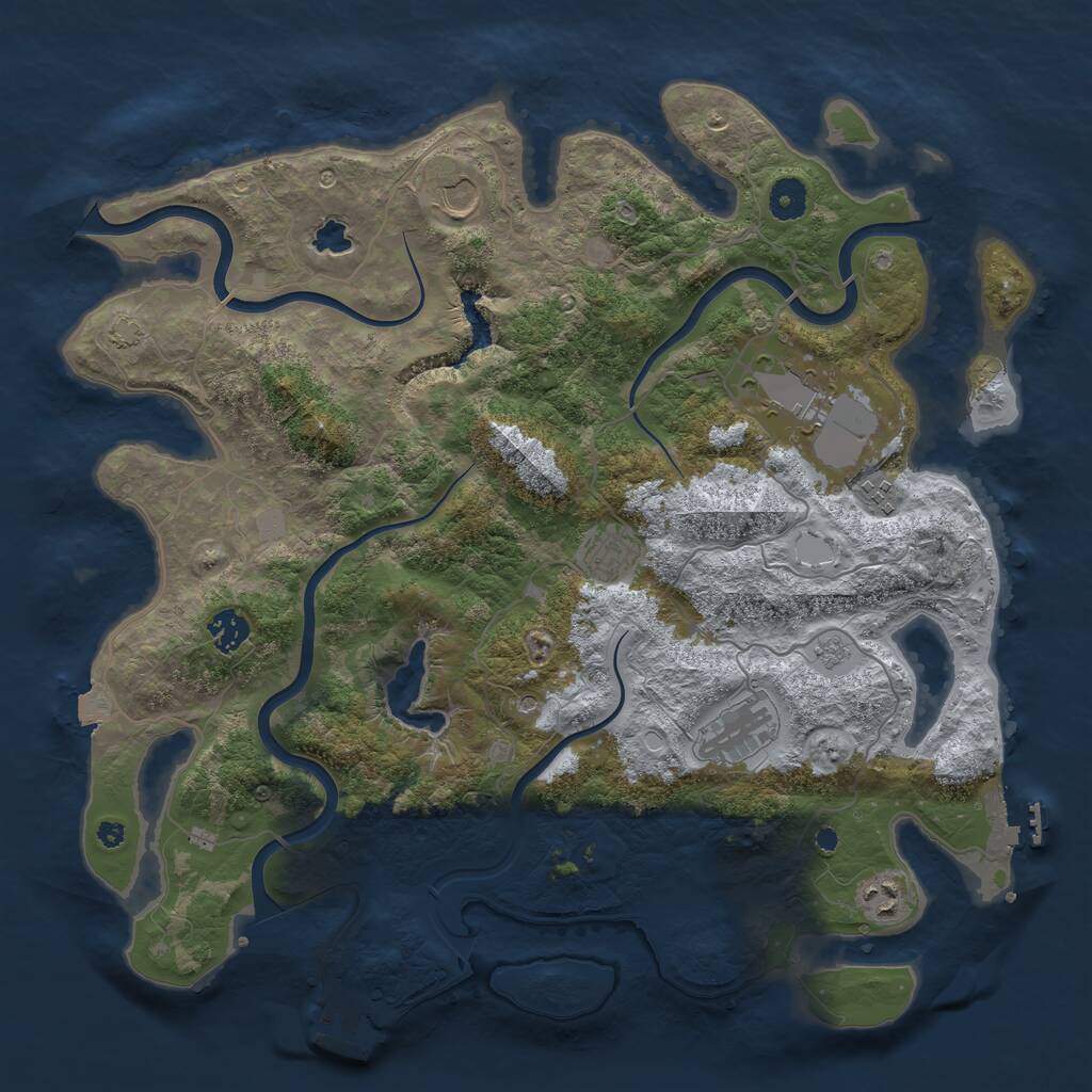 Rust Map: Procedural Map, Size: 4050, Seed: 361588264, 13 Monuments