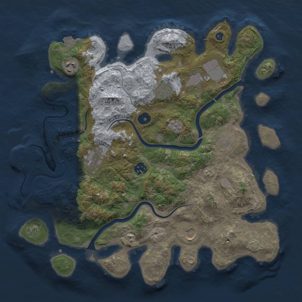 Rust Map: Procedural Map, Size: 3750, Seed: 1052873741, 13 Monuments
