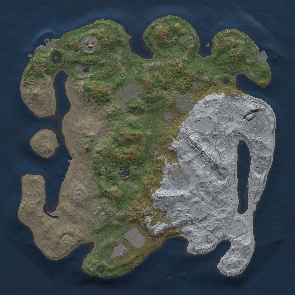 Rust Map: Procedural Map, Size: 3750, Seed: 1643773600, 17 Monuments