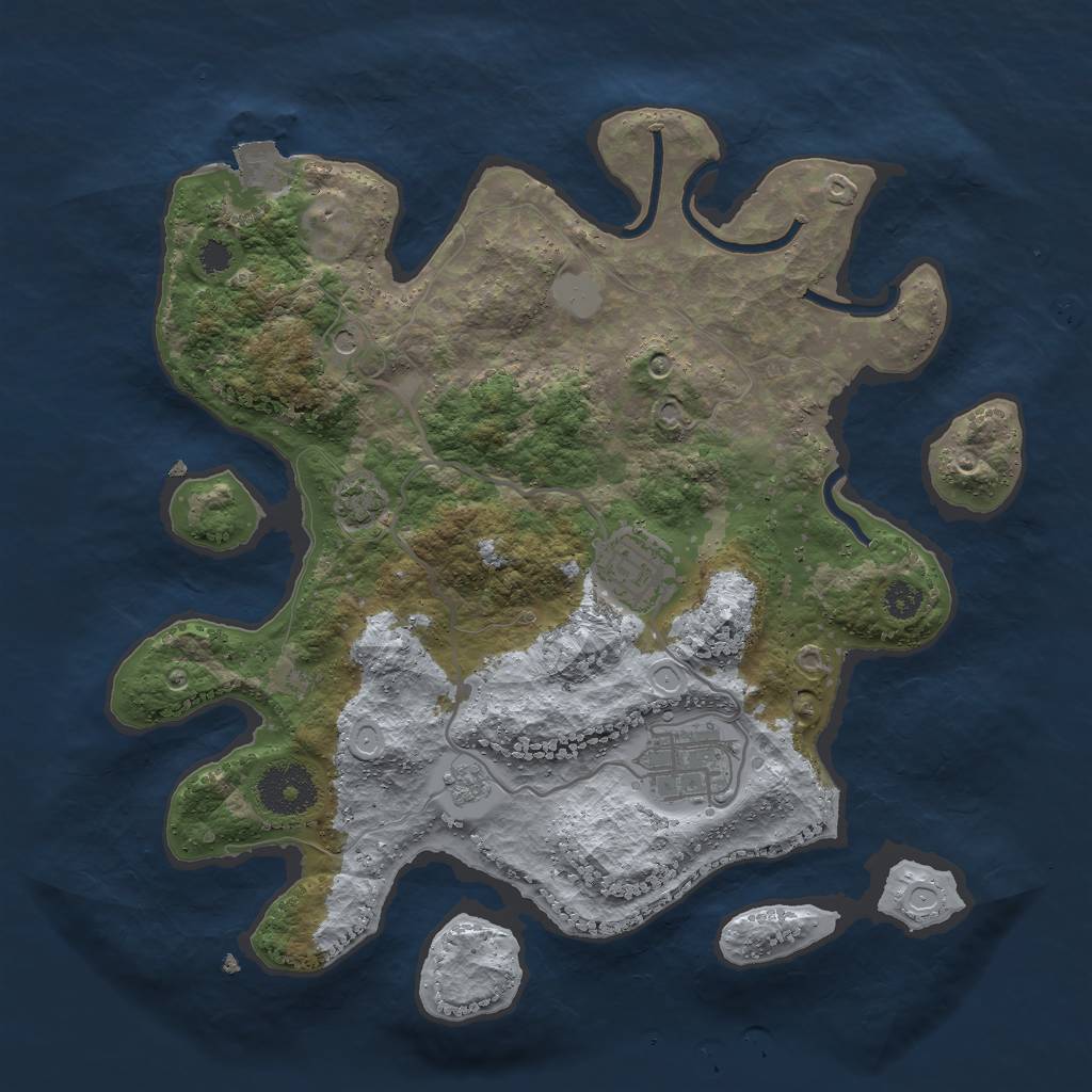 Rust Map: Procedural Map, Size: 3000, Seed: 46400037, 8 Monuments