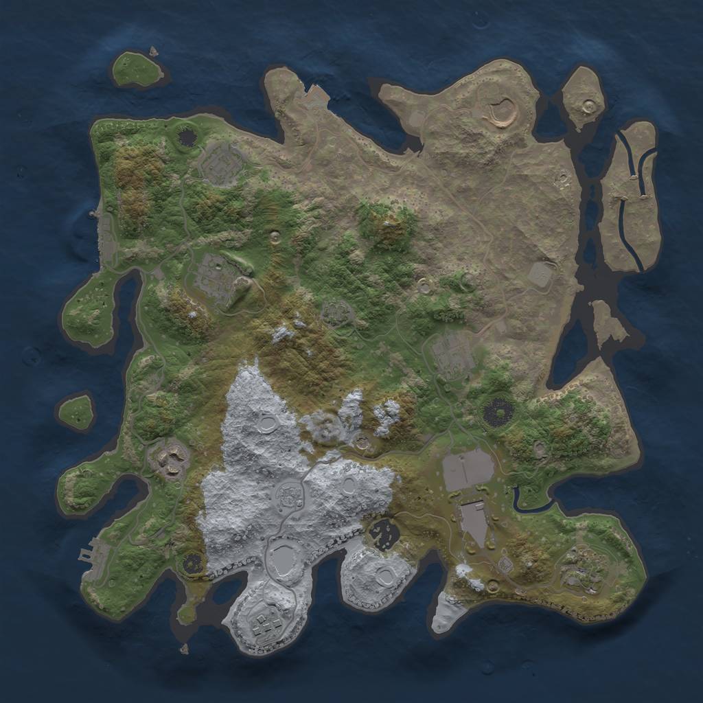 Rust Map: Procedural Map, Size: 3550, Seed: 44489166, 17 Monuments