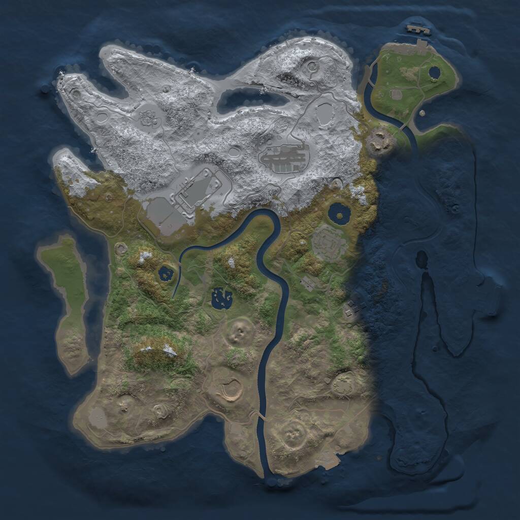 Rust Map: Procedural Map, Size: 3500, Seed: 2038825659, 13 Monuments