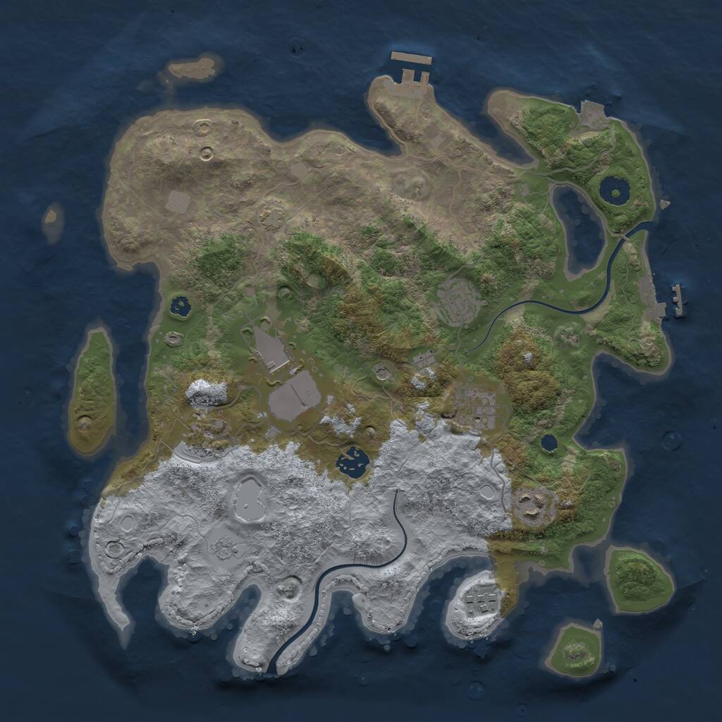 Rust Map: Procedural Map, Size: 3600, Seed: 939770741, 13 Monuments