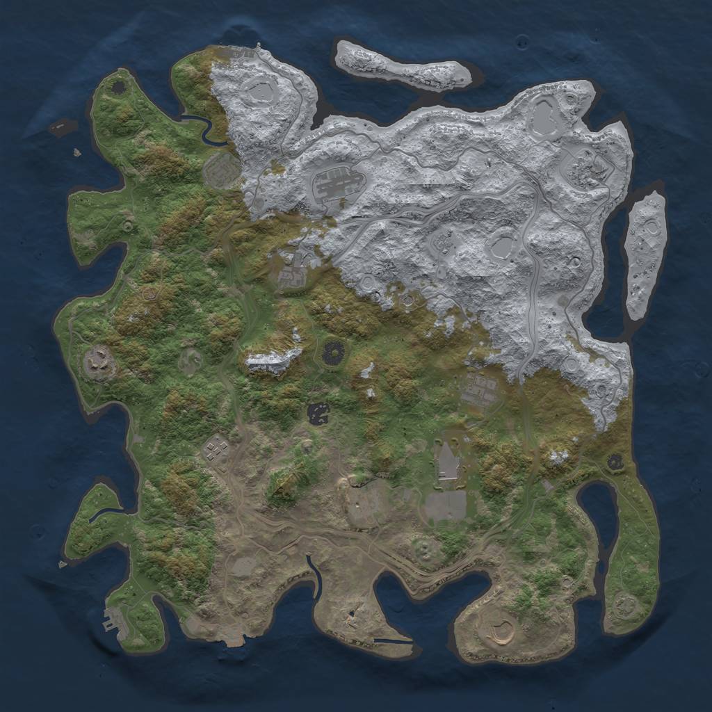 Rust Map: Procedural Map, Size: 4500, Seed: 216369761, 19 Monuments