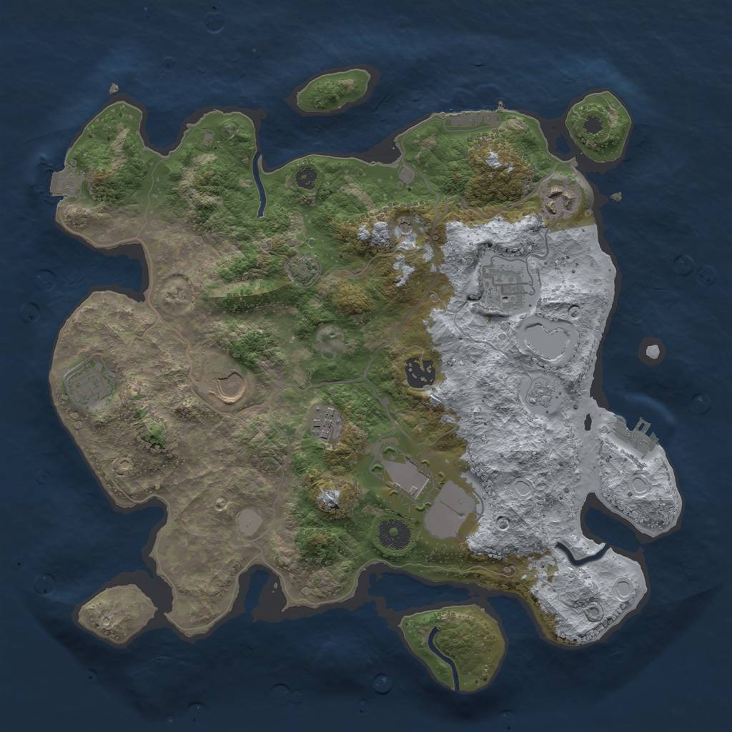 Rust Map: Procedural Map, Size: 3500, Seed: 74865842, 15 Monuments