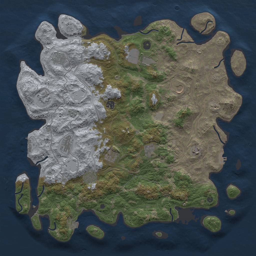 Rust Map: Procedural Map, Size: 4500, Seed: 909869946, 19 Monuments