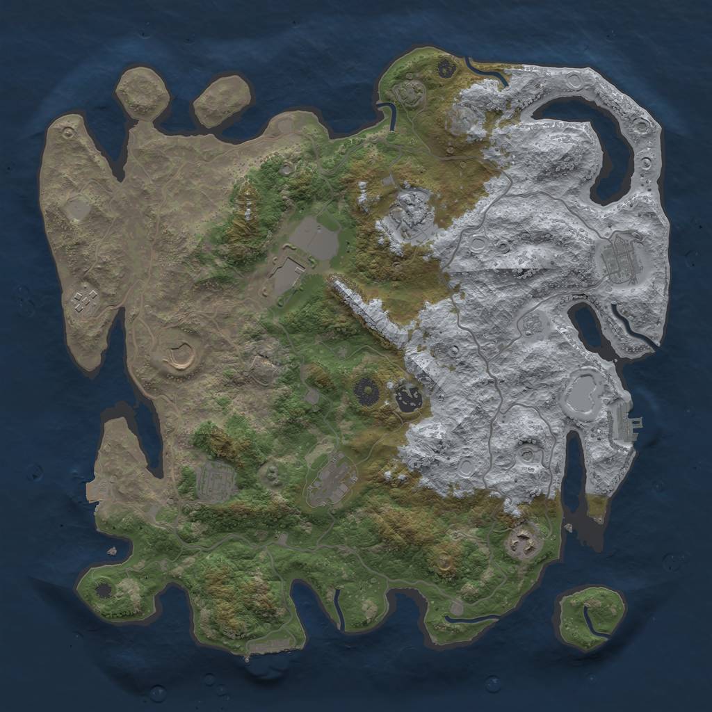 Rust Map: Procedural Map, Size: 4000, Seed: 5688395, 17 Monuments