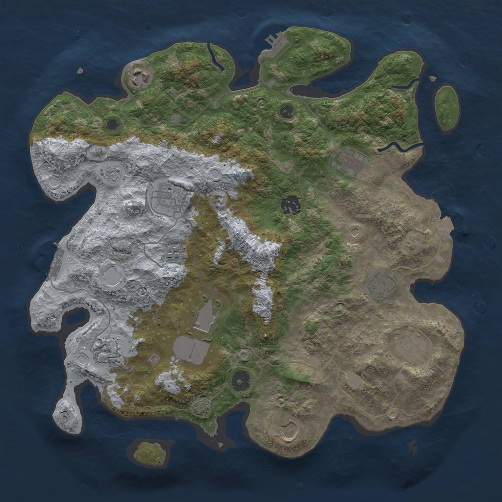 Rust Map: Procedural Map, Size: 3800, Seed: 4479564, 18 Monuments