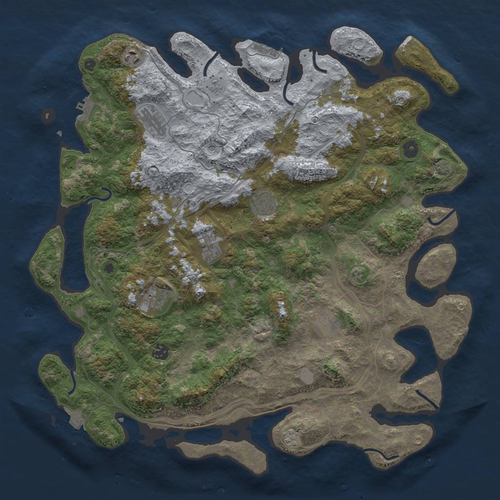 Rust Map: Procedural Map, Size: 4500, Seed: 156993301, 16 Monuments