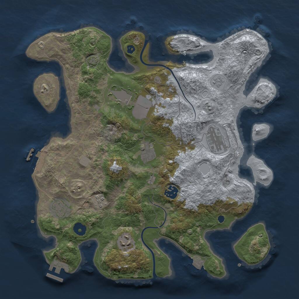 Rust Map: Procedural Map, Size: 3500, Seed: 1087907571, 13 Monuments