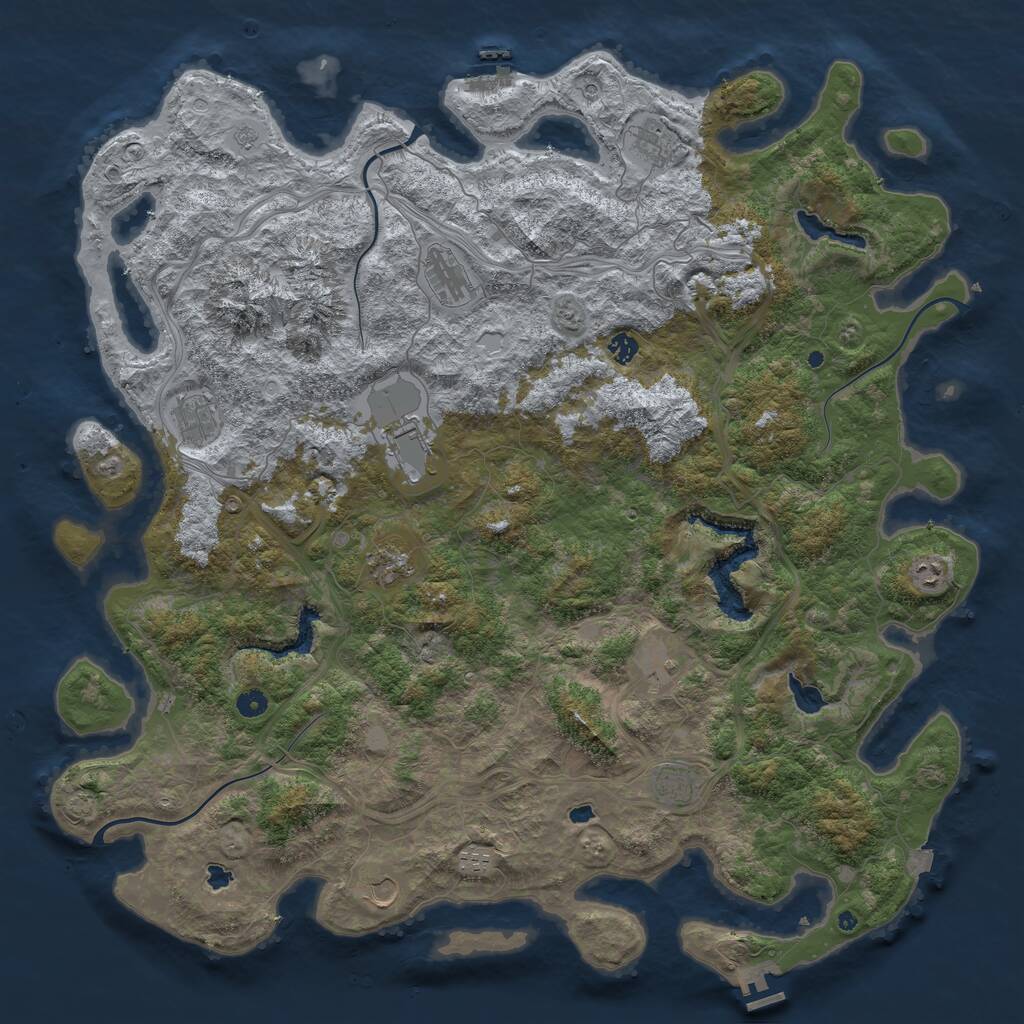 Rust Map: Procedural Map, Size: 5250, Seed: 648252, 17 Monuments