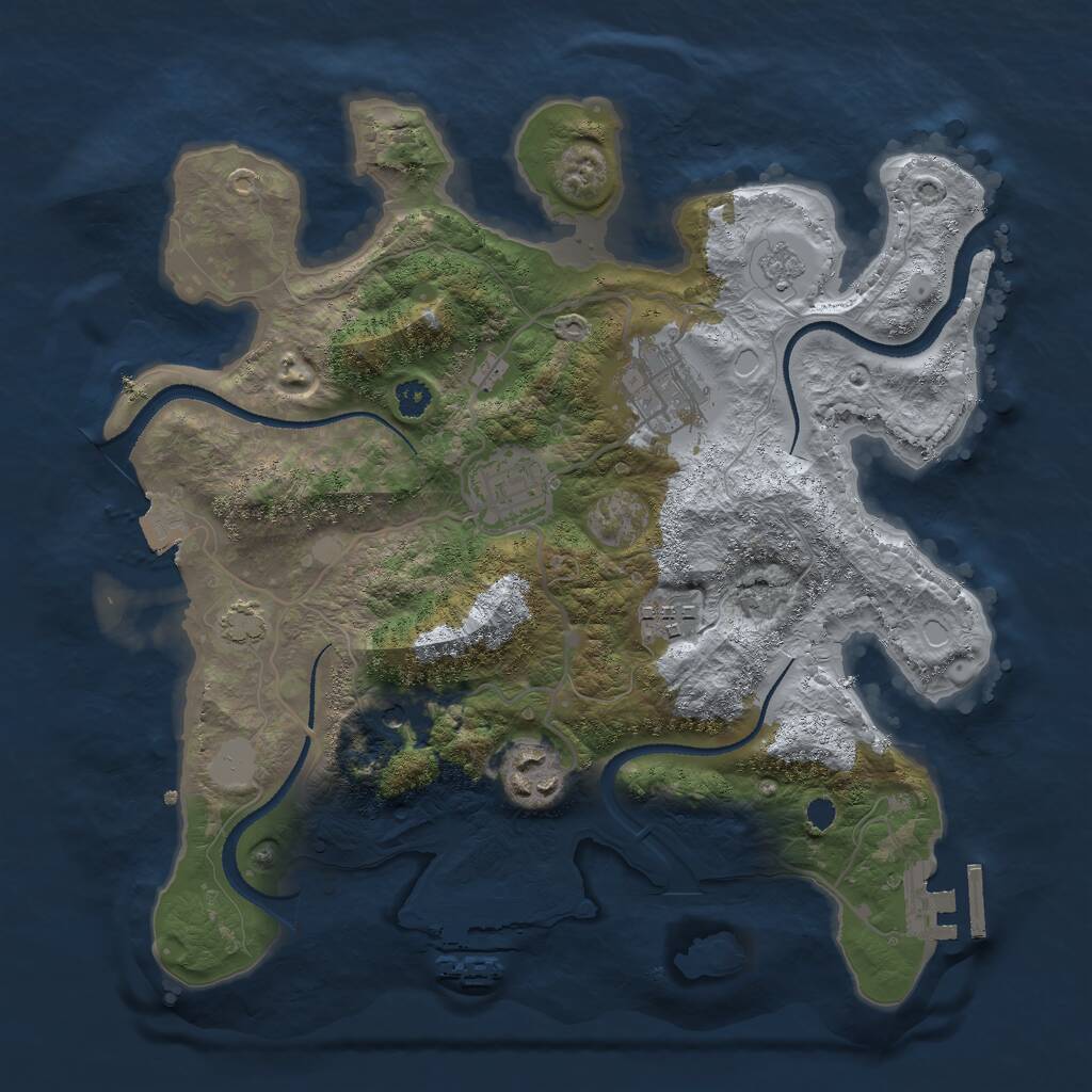 Rust Map: Procedural Map, Size: 3000, Seed: 83822, 10 Monuments