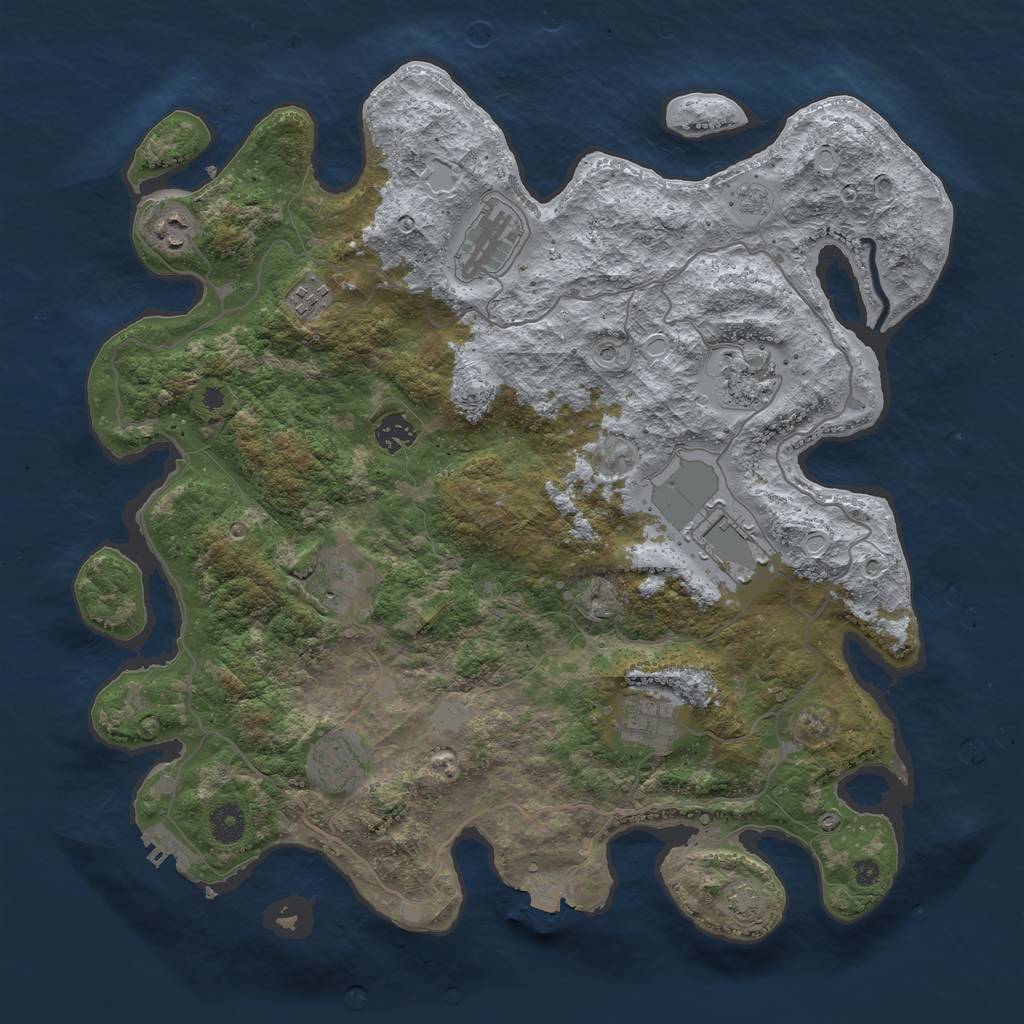 Rust Map: Procedural Map, Size: 4000, Seed: 1678944328, 16 Monuments