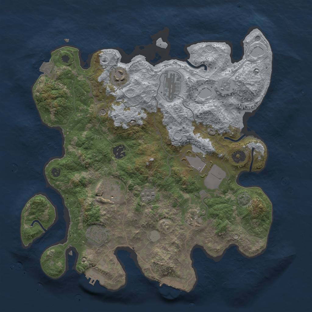 Rust Map: Procedural Map, Size: 3500, Seed: 1060116647, 16 Monuments
