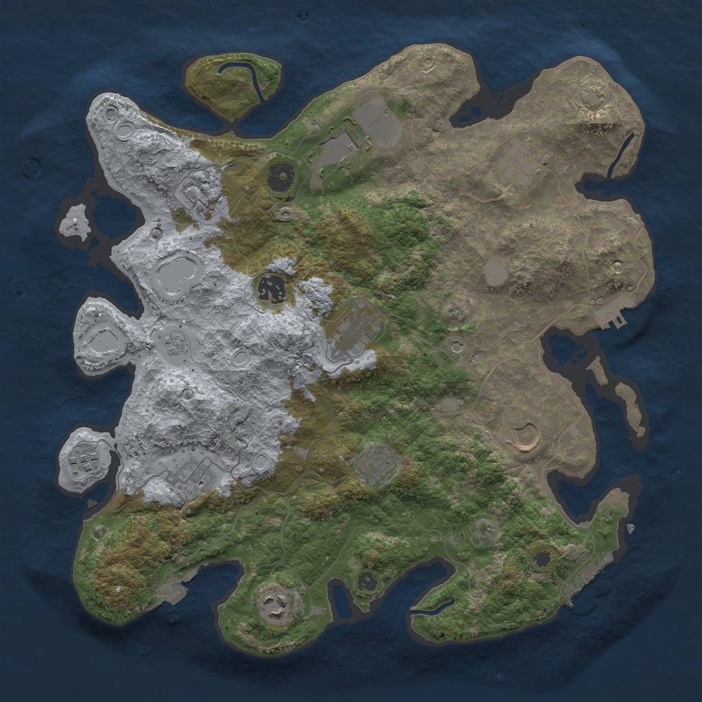 Rust Map: Procedural Map, Size: 3700, Seed: 1395302586, 18 Monuments