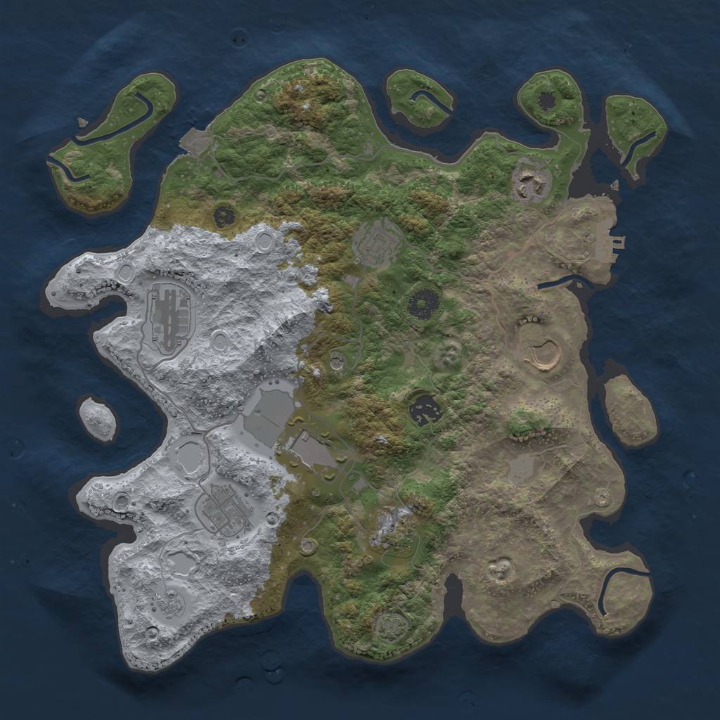 Rust Map: Procedural Map, Size: 3500, Seed: 214023148, 15 Monuments