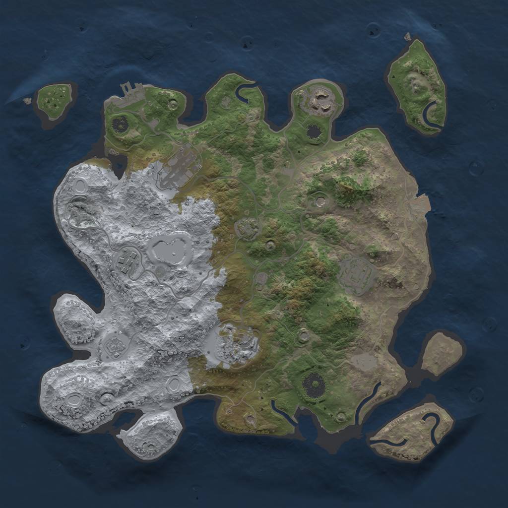 Rust Map: Procedural Map, Size: 3250, Seed: 217955648, 12 Monuments