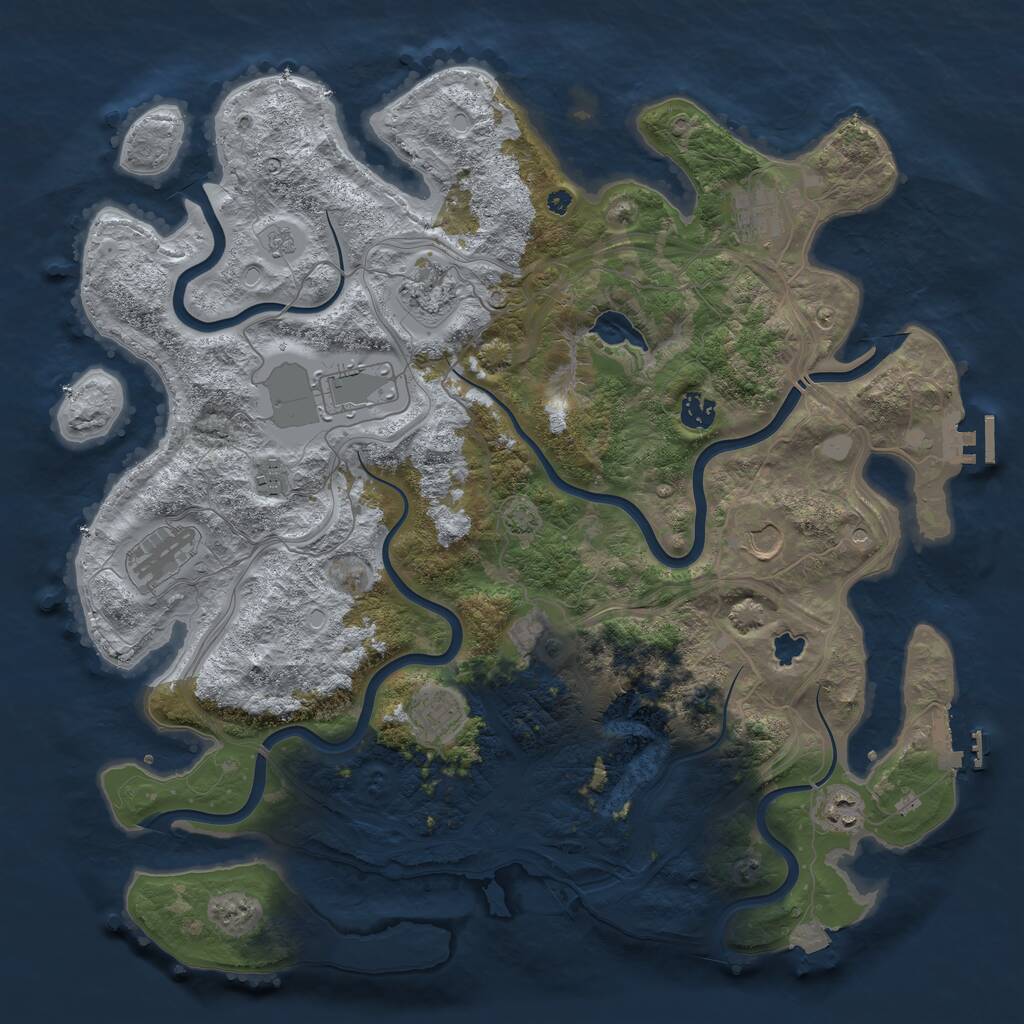 Rust Map: Procedural Map, Size: 4250, Seed: 7168, 16 Monuments