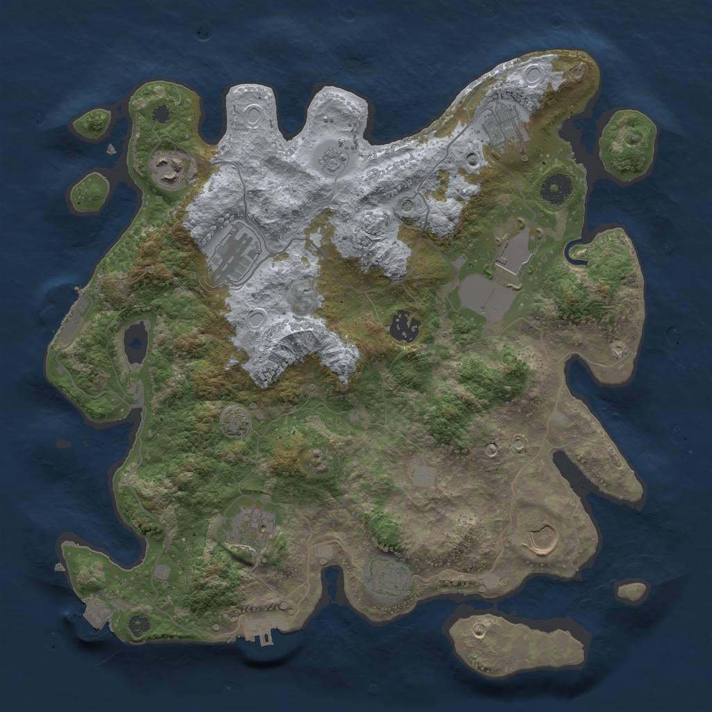 Rust Map: Procedural Map, Size: 3500, Seed: 292046819, 16 Monuments
