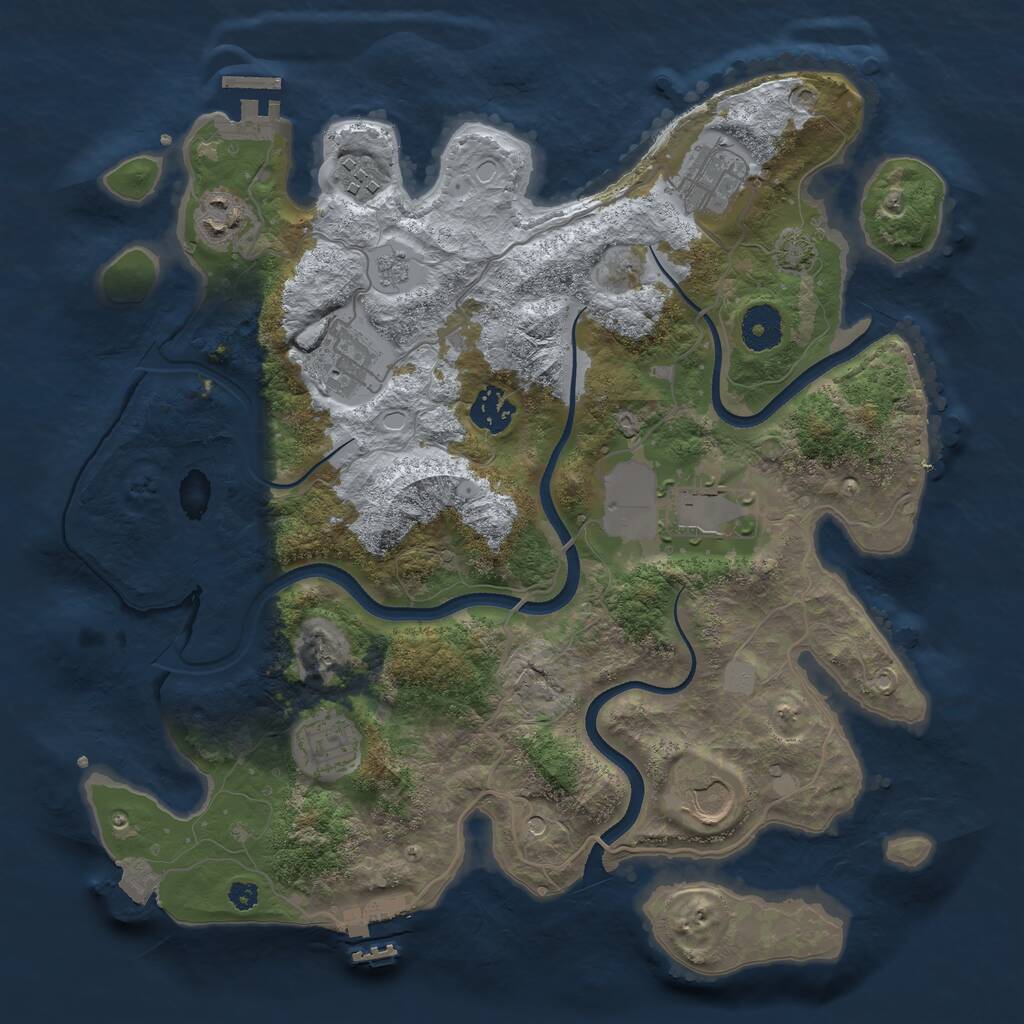 Rust Map: Procedural Map, Size: 3500, Seed: 292046819, 14 Monuments