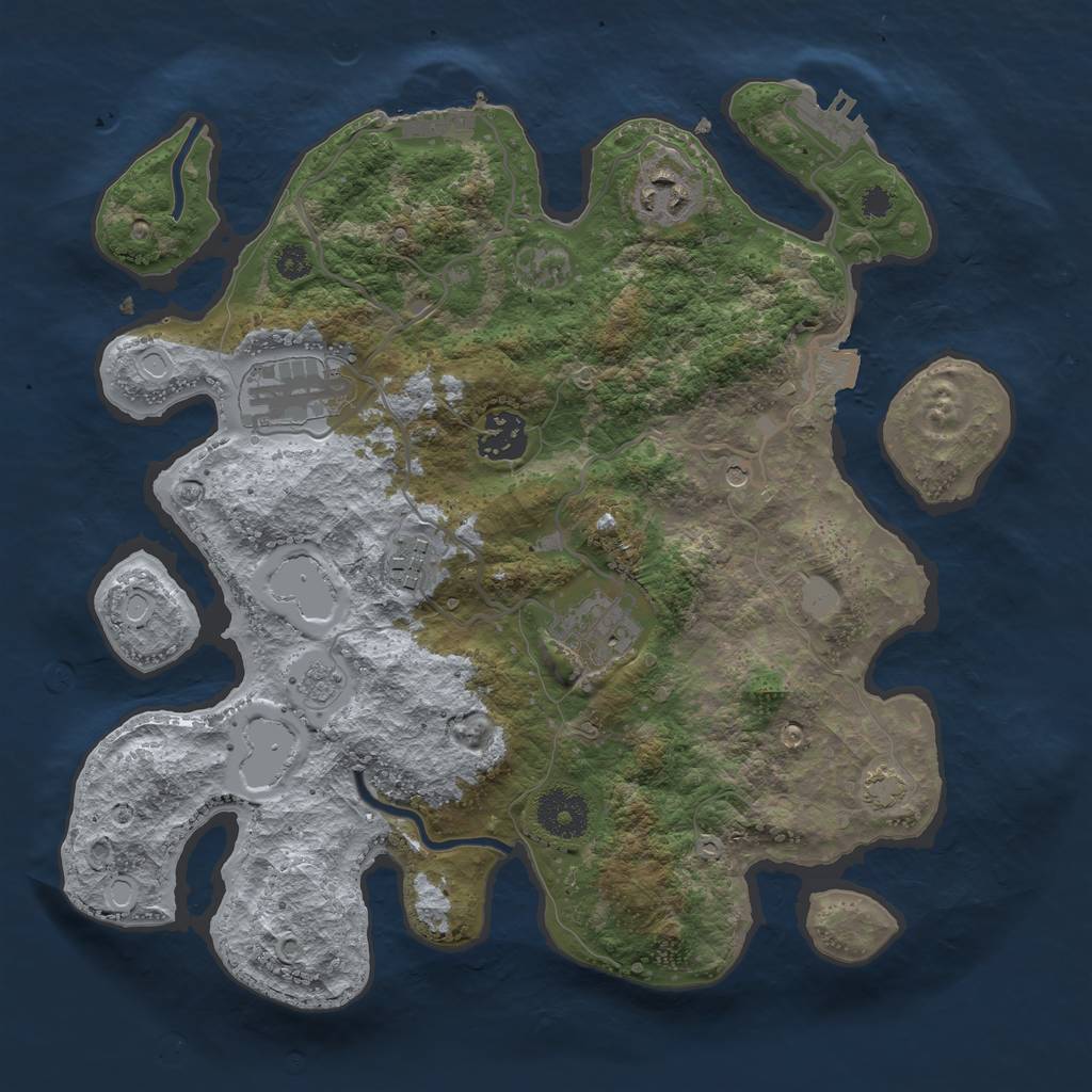 Rust Map: Procedural Map, Size: 3200, Seed: 245085711, 13 Monuments