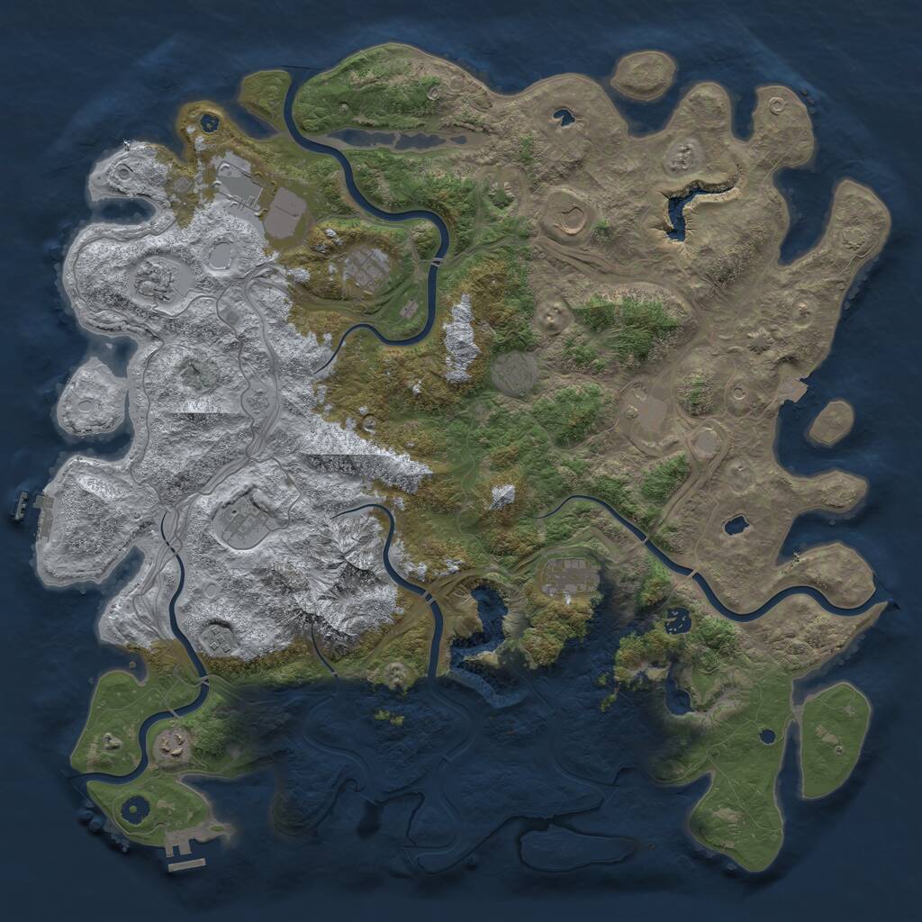 Rust Map: Procedural Map, Size: 5000, Seed: 374926220, 17 Monuments