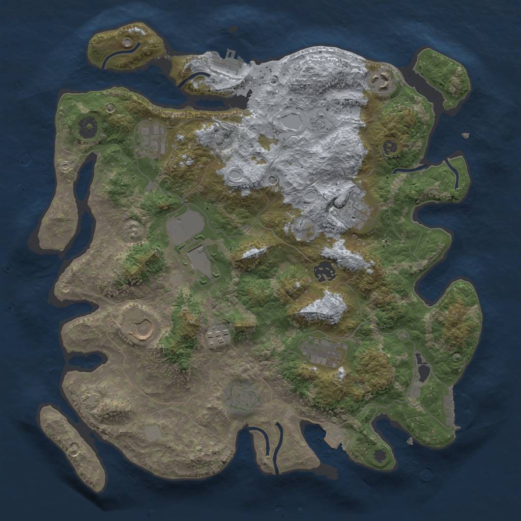 Rust Map: Procedural Map, Size: 3700, Seed: 1477350715, 17 Monuments