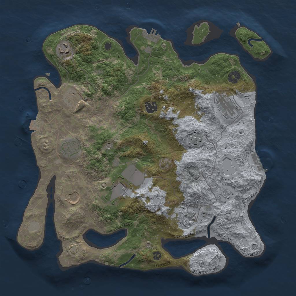 Rust Map: Procedural Map, Size: 3500, Seed: 65277546, 17 Monuments