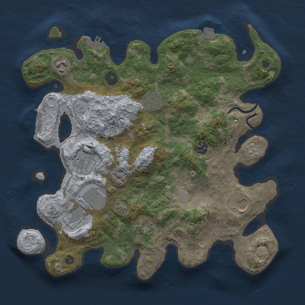 Rust Map: Procedural Map, Size: 3500, Seed: 2065793888, 16 Monuments