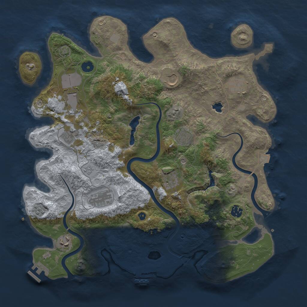 Rust Map: Procedural Map, Size: 4000, Seed: 8674, 16 Monuments