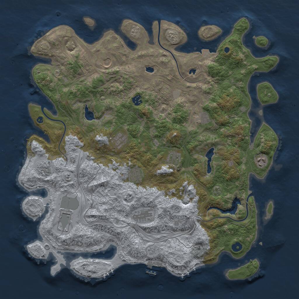 Rust Map: Procedural Map, Size: 4500, Seed: 5515, 16 Monuments