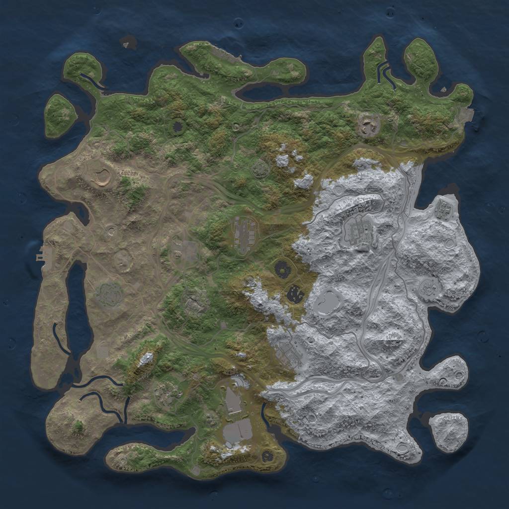 Rust Map: Procedural Map, Size: 4500, Seed: 6662, 19 Monuments