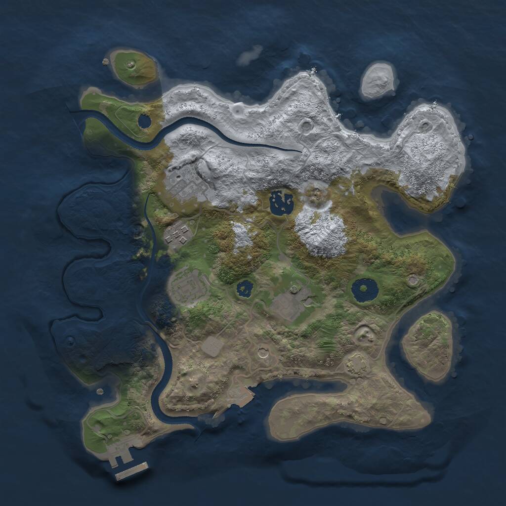 Rust Map: Procedural Map, Size: 3000, Seed: 7855, 9 Monuments
