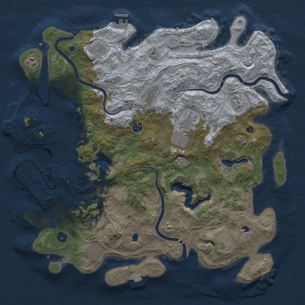 Rust Map: Procedural Map, Size: 4500, Seed: 88888888, 16 Monuments