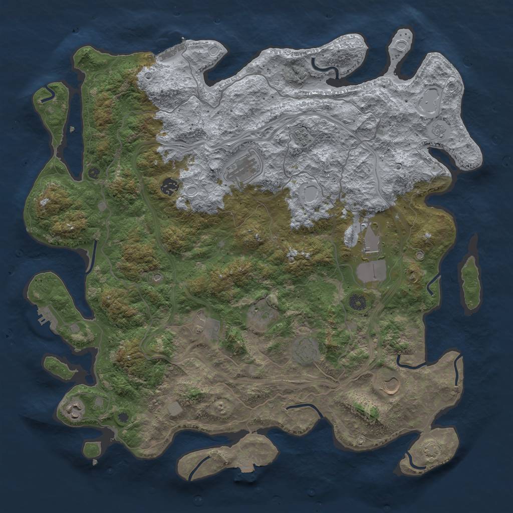 Rust Map: Procedural Map, Size: 4500, Seed: 88888888, 17 Monuments