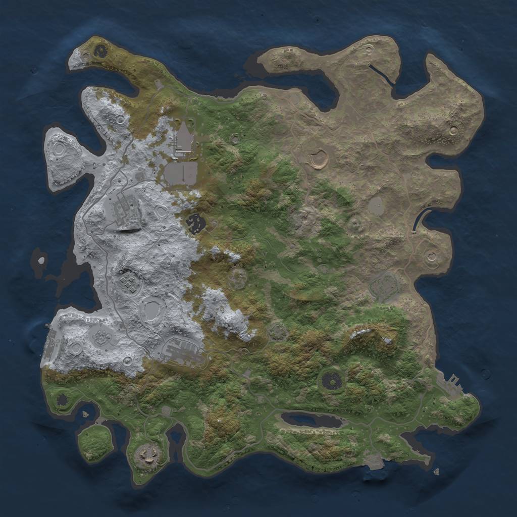 Rust Map: Procedural Map, Size: 4000, Seed: 15360, 16 Monuments