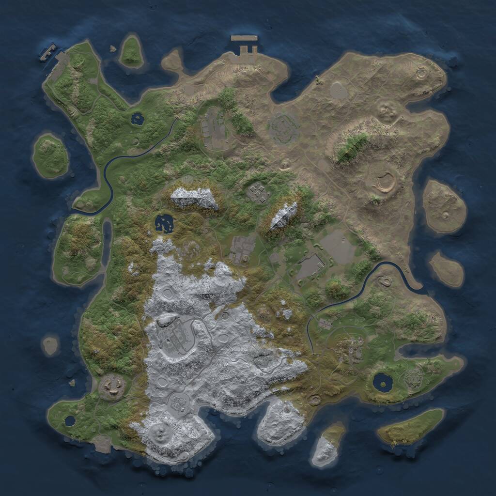 Rust Map: Procedural Map, Size: 3800, Seed: 58626626, 16 Monuments