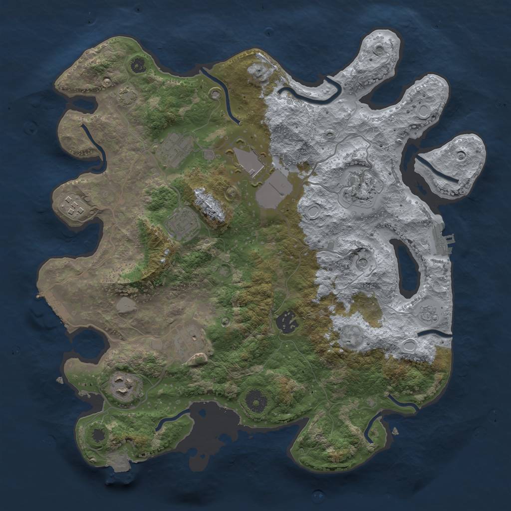 Rust Map: Procedural Map, Size: 3500, Seed: 450540131, 16 Monuments