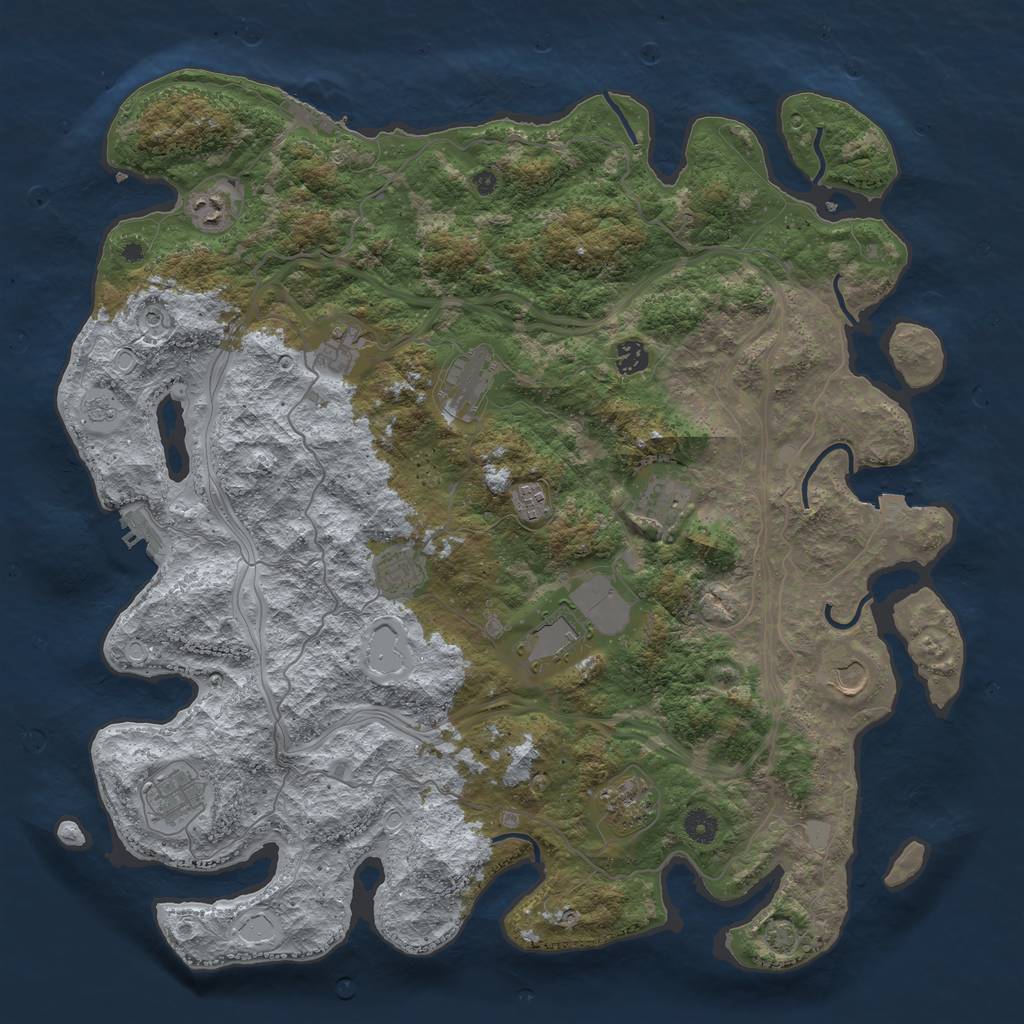 Rust Map: Procedural Map, Size: 4500, Seed: 42195, 19 Monuments