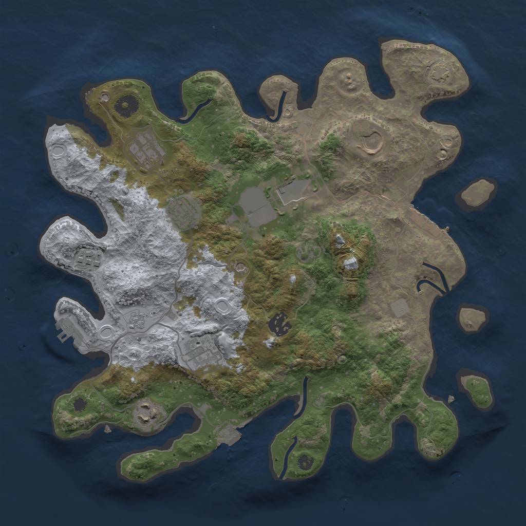 Rust Map: Procedural Map, Size: 3500, Seed: 230902, 16 Monuments