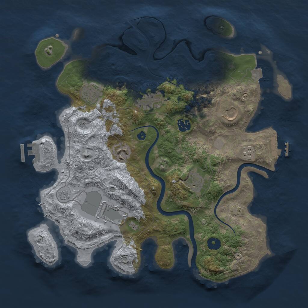 Rust Map: Procedural Map, Size: 3500, Seed: 2001991503, 14 Monuments