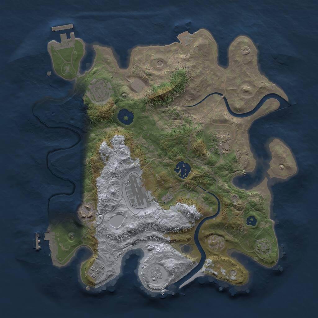 Rust Map: Procedural Map, Size: 3000, Seed: 1764836658, 12 Monuments