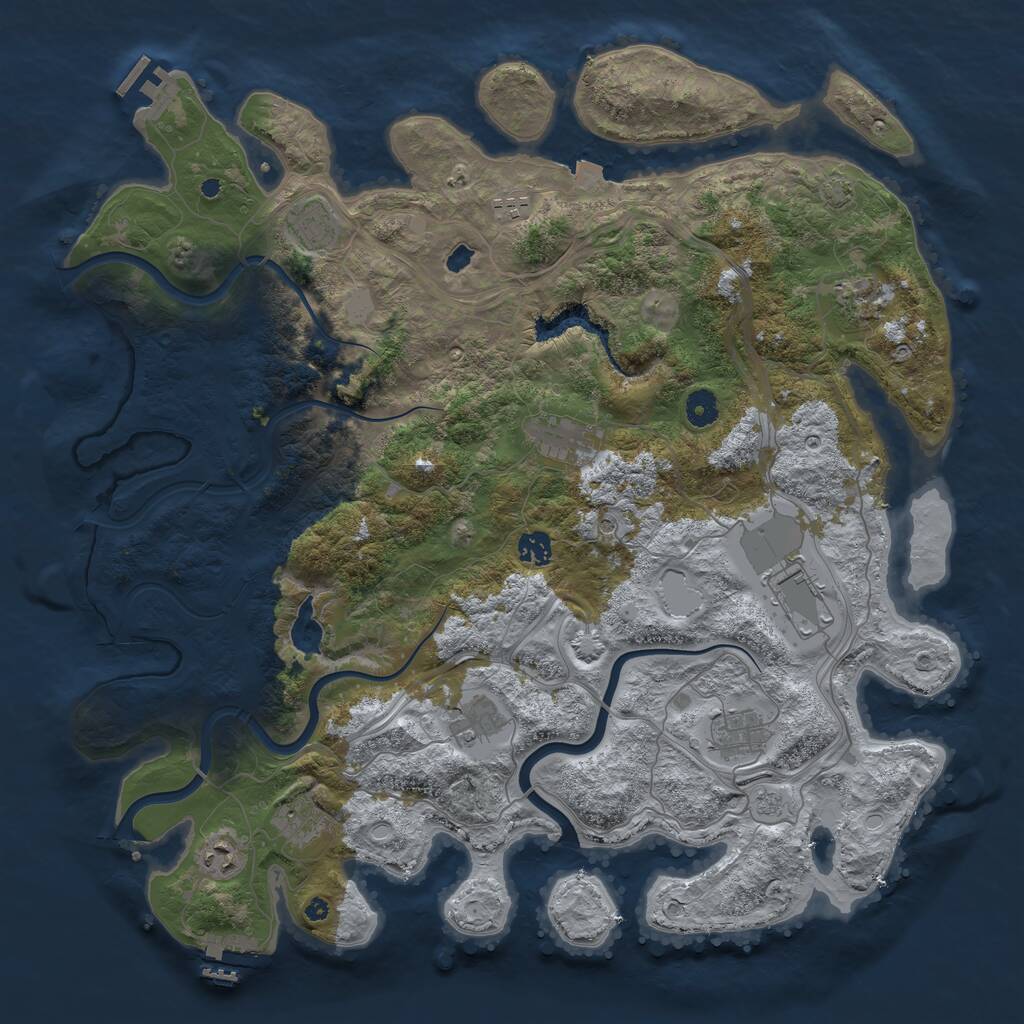 Rust Map: Procedural Map, Size: 4400, Seed: 76783, 16 Monuments
