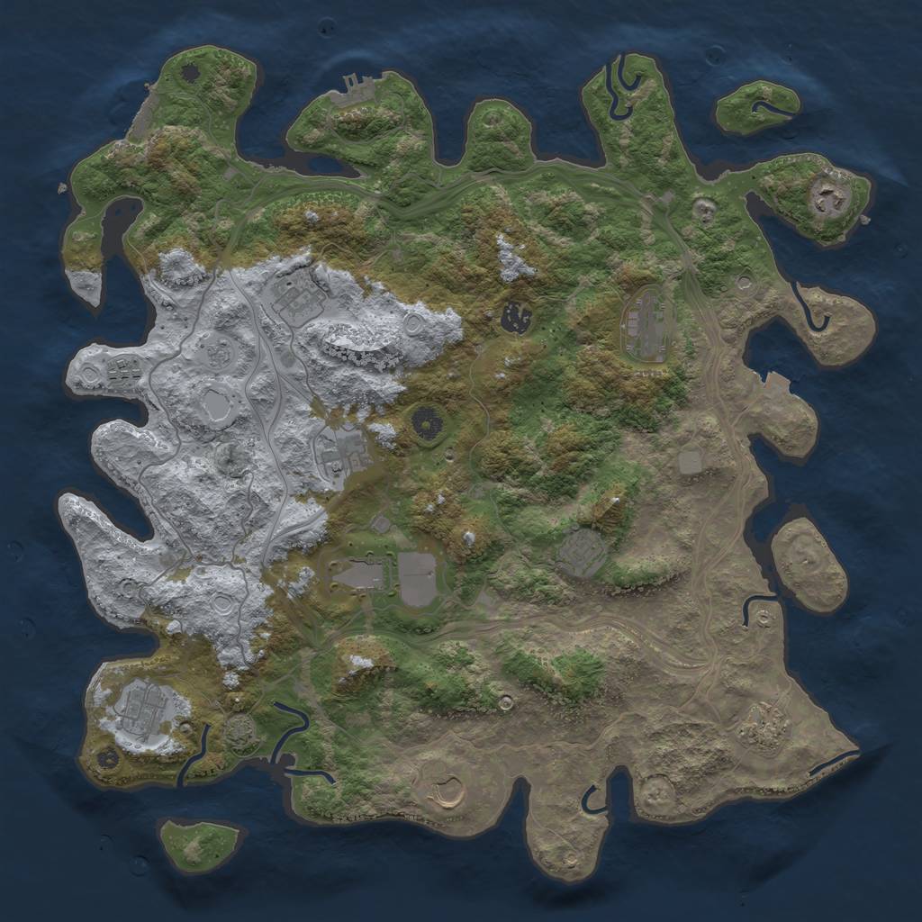 Rust Map: Procedural Map, Size: 4400, Seed: 284962, 19 Monuments