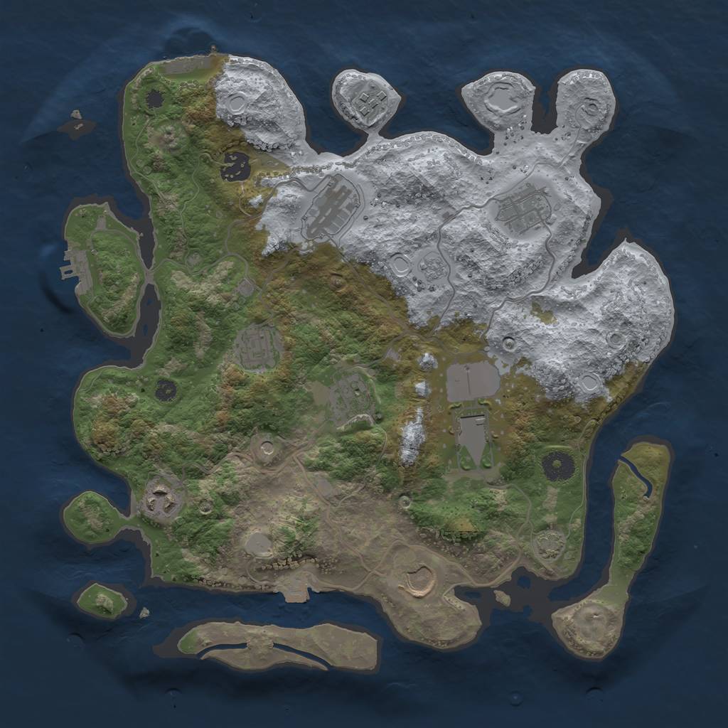 Rust Map: Procedural Map, Size: 3500, Seed: 2051726464, 17 Monuments